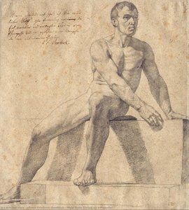 Male Nude Sitting On A Pedestal — Johann Friedrich Overbeck