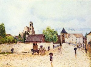 Moret-sur-loing, Rain — Alfred Sisley