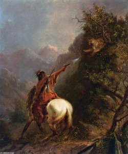 Indian Shooting A Cougar — Alfred Jacob Miller