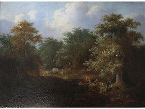Two Figures By A Woodland Stile — Richard Hilder
