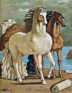 Two Horses By A Lake — Giorgio De Chirico