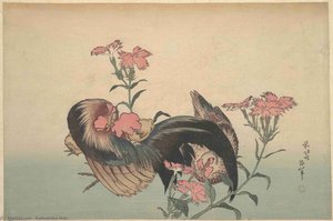 Cock, Hen, And Nadeshiko — Katsushika Hokusai