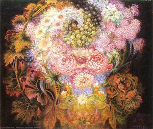 Flowers And Viburnum — Kateryna Vasylivna Bilokur