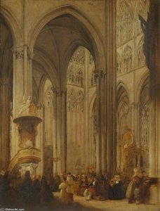 Amiens Cathedral Interior, France — John Scarlett Davis, Realism