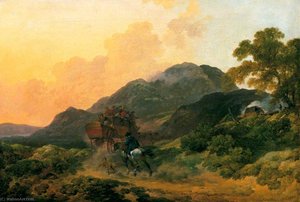 Skiddaw, Cumberland, a Summer Evening with a Stage Coach