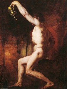 Male Nude Figure Holding a Jug