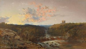 Richmond Castle On The River Swale At Twilight — Edward H. Niemann