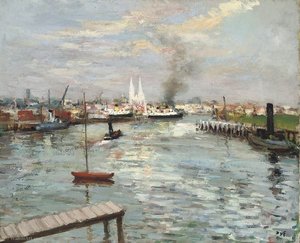 Port And Cathedral At Rouen, (1960) — Marcel Dyf