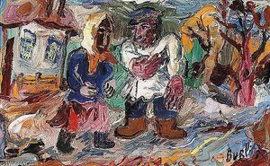 Farmer And His Wife Out For A Stroll — David Davidovich Burliuk