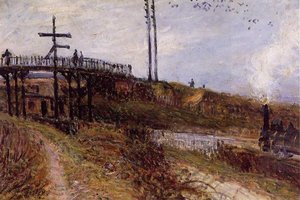 Footbridge Over The Railroad At Sevres — Alfred Sisley