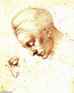 - Study Of A Head — Michelangelo Buonarroti
