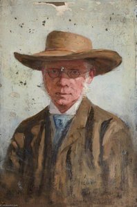Portrait of a Man Wearing a Wide Brimmed Hat