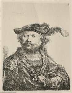 Rembrandt With Mezetin Cap And Feather — Rembrandt Van Rijn, Baroque