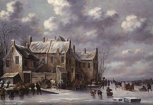 Winter Scene With View At Medemblik — Thomas Heeremans, Dutch Golden Age