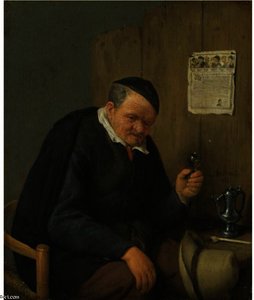 An Elderly Man Seated Holding A Wineglass — Adriaen Van Ostade