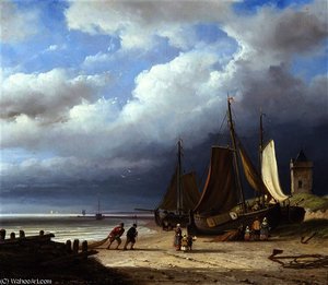 Vissers Op Het Strand — Nicolaas Johannes Roosenboom