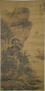 明 藍瑛 春江漁隱圖 軸 Hermit Fisherman On A Spring River — Lan Ying Jiang Hong