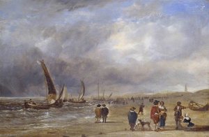 The Shore At Scheveningen (after Willem Van De Velde) — Sir Augustus Wall Callcott, Romanticism