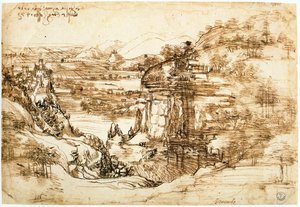 Landscape Drawing For Santa Maria Della Neve — Leonardo Da Vinci