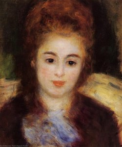 Head Of A Young Woman Wearing A Blue Scarf (also Known As Madame Henriot) — Pierre-auguste Renoir, Impressionism
