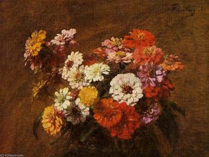 Zinnias In A Vase — Henri Fantin-latour