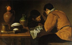Two Young Men Eating At A Humble Table — Diego Velázquez