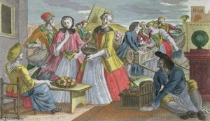 The Fruit Market (coloured Engraving) — Martin Engelbrecht, Neoclassical