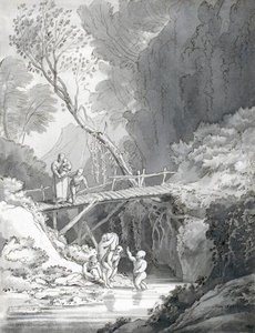 Children Bathing In A Mountain Stream — John White Abbott
