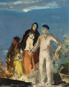 Figures Waiting On The Shore — Gifford Beal