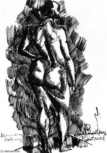 Female Nude Standing, Backwards — Jozsef Nemes Lamperth