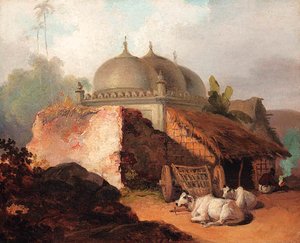 Cattle Resting By A Mosque — George Chinnery