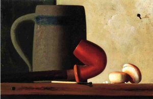 Still Life With Mug, Pipe And Oyster Crackers — John Frederick Peto