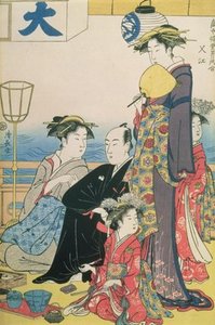Women Of The Gay Quarters, Right Hand Panel Of A — Torii Kiyonaga