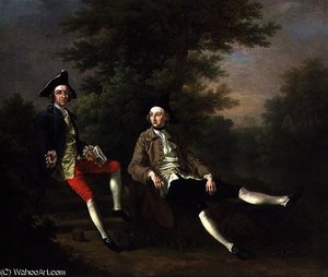 Portrait Of David Garrick (left) And William Windham Of Felbrigg (right) — Francis Hayman