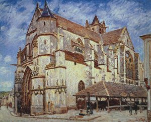 The Church At Moret, Afternoon — Alfred Sisley, Impressionist Landscape