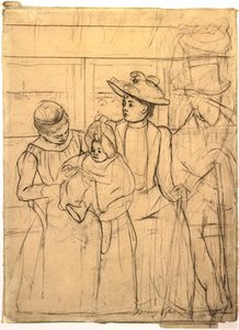 In The Omnibus [recto] — Mary Stevenson Cassatt, Impressionism