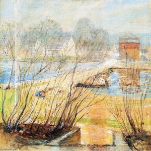 View From The Holley House, Cos Cob, Connecticut — John Henry Twachtman, Impressionistic Landscape