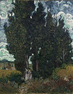 Cypresses With Two Figures — Vincent Willem Van Gogh, Post-impressionism