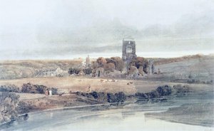 Kirkstall Abbey, Yorkshire, From The Bridge; Morning — Thomas Girtin