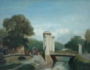 Figures Near The Entrance Of A Country House