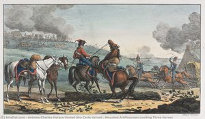 Mounted Artilleryman Leading Three Horses — Antoine Charles Horace Vernet Aka Carle Vernet, Neo Classicism