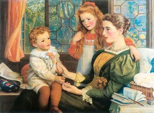 Mrs Norman Hill And Children — Arthur Hughes