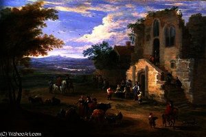 Villagers Conversing by a Ruined Church