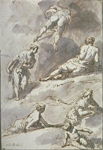One Man, Four Women And A Child In Various Postures — Sebastiano Ricci