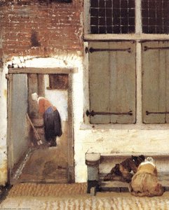 The Little Street (detail) — Johannes Vermeer, Dutch Golden Age