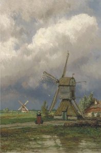 Windmills In A Dutch Polder Landscape — Johannes Hermann Barend Koekkoek