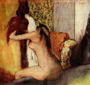 After The Bath, Woman Drying Her Nape — Edgar Degas, Impressionist Realism