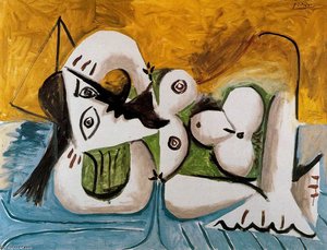 Naked Woman Lying On A Blue Couch — Pablo Picasso, Cubism