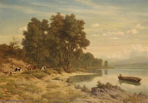 Cattle On Lakeside Path — Robert Zund