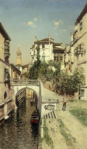 A Venetian Canal Scene - — Martín Rico Y Ortega